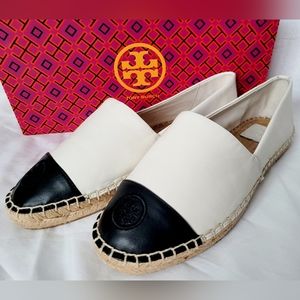 Tory Burch Women's Colorblock Flat Espadrille Mestico/Silky Ivory/Black US 8.5